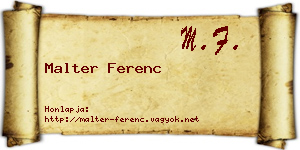 Malter Ferenc névjegykártya